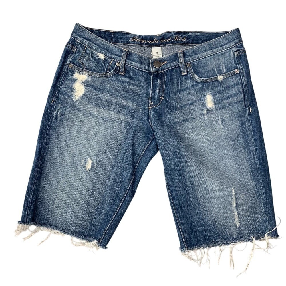 Abercrombie & Fitch Women's Distressed Blue Jean Shorts – Size 2